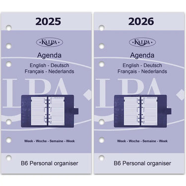 6216-25-26 170 x 95 mm Personal Ring Binder Agenda Refills EN FR DE NL 2025 2026